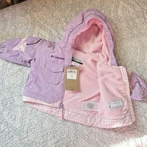 NWT Girls 6 month infant Columbia winter coat hooded pink purple zip Tags